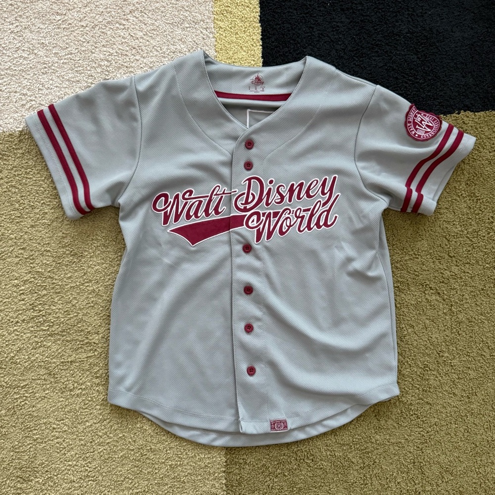 DISNEY WORLD Retro Style Gray and Red Baseball Jersey 2018